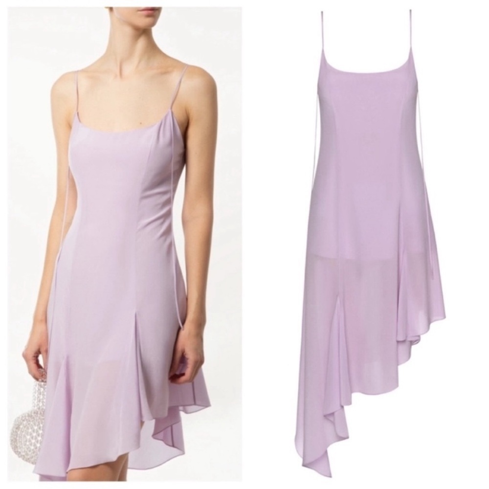 NWT Materiel Tbilisi Sz 8 Silk Asymmetrical Flare Dress In Lilac Lavender Lined